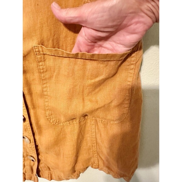 Lou & Grey Women's Blouson Mustard Yellow Tank Dress Linen Cotton Scoop Neck S - Picture 5 of 14